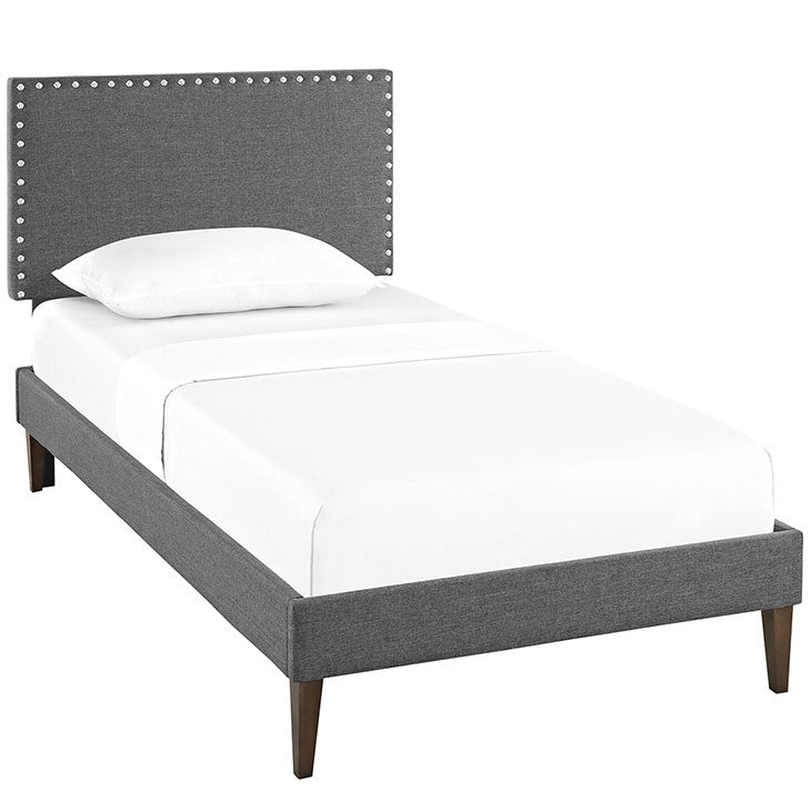 Lyka Twin Fabric Platform Bed with Squared Tapered Legs - living-essentials