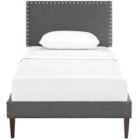 Lyka Twin Fabric Platform Bed with Squared Tapered Legs - living-essentials