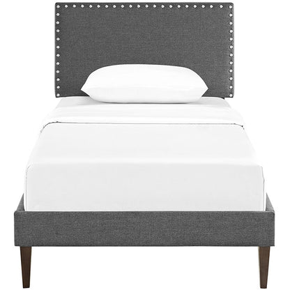 Lyka Twin Fabric Platform Bed with Squared Tapered Legs - living-essentials