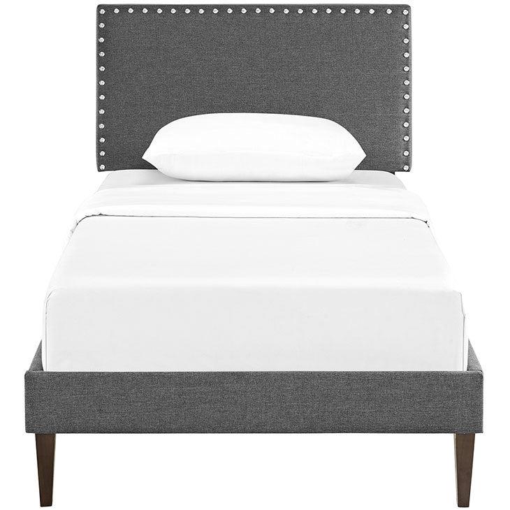 Lyka Twin Fabric Platform Bed with Squared Tapered Legs - living-essentials