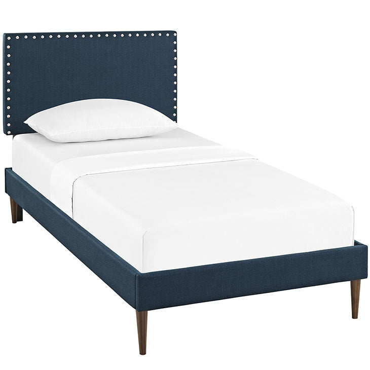 Lyka Twin Fabric Platform Bed with Round Tapered Legs - living-essentials