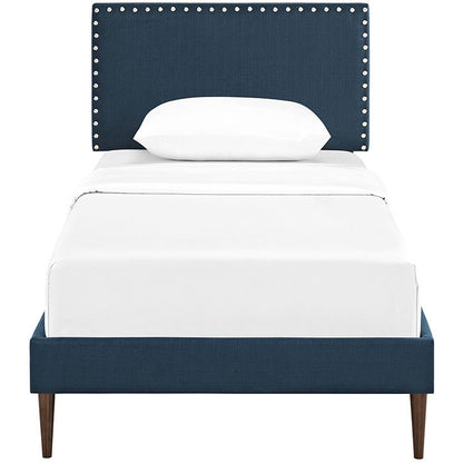 Lyka Twin Fabric Platform Bed with Round Tapered Legs - living-essentials
