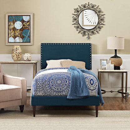 Lyka Twin Fabric Platform Bed with Round Tapered Legs - living-essentials