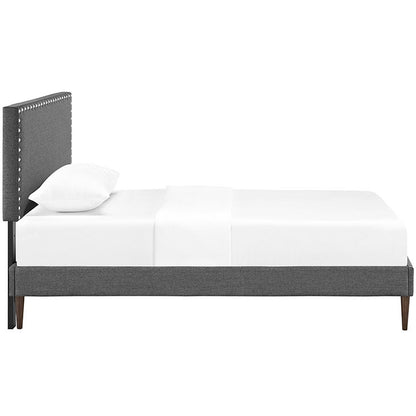 Lyka Twin Fabric Platform Bed with Round Tapered Legs - living-essentials