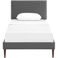 Lyka Twin Fabric Platform Bed with Round Tapered Legs - living-essentials