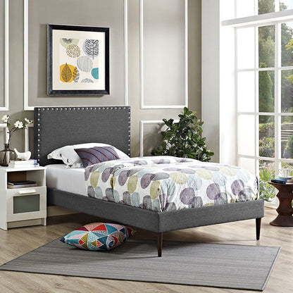 Lyka Twin Fabric Platform Bed with Round Tapered Legs - living-essentials