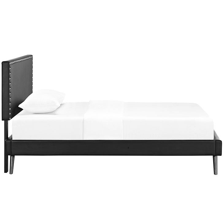 Lyka Twin Vinyl Platform Bed with Round Splayed Legs - living-essentials