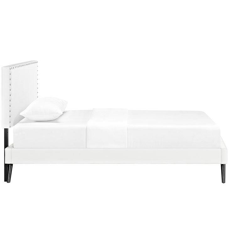 Lyka Twin Vinyl Platform Bed with Round Splayed Legs - living-essentials