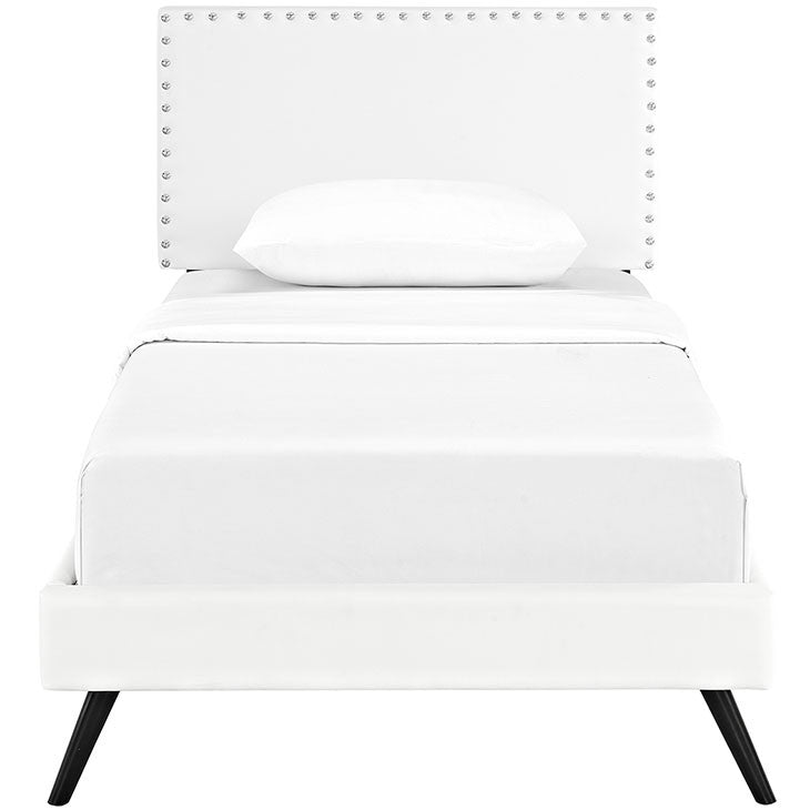 Lyka Twin Vinyl Platform Bed with Round Splayed Legs - living-essentials