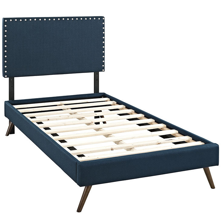 Lyka Twin Fabric Platform Bed with Round Splayed Legs - living-essentials
