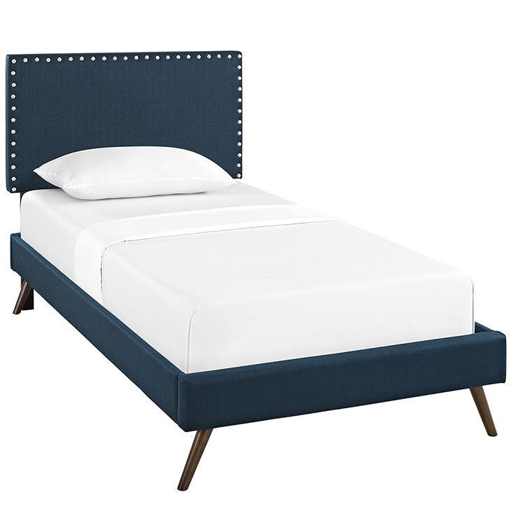 Lyka Twin Fabric Platform Bed with Round Splayed Legs - living-essentials