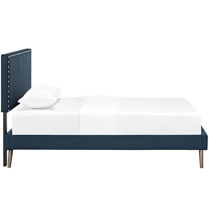 Lyka Twin Fabric Platform Bed with Round Splayed Legs - living-essentials