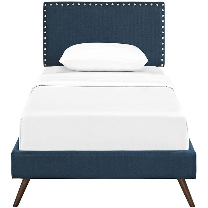 Lyka Twin Fabric Platform Bed with Round Splayed Legs - living-essentials