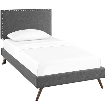 Lyka Twin Fabric Platform Bed with Round Splayed Legs - living-essentials