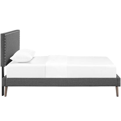 Lyka Twin Fabric Platform Bed with Round Splayed Legs - living-essentials