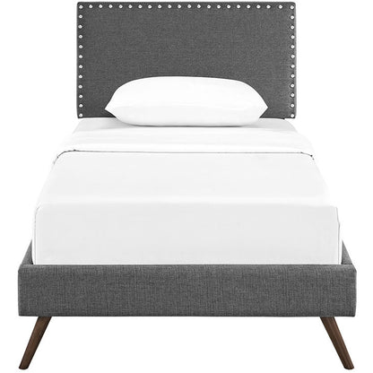 Lyka Twin Fabric Platform Bed with Round Splayed Legs - living-essentials