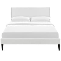 Lyka Queen Vinyl Platform Bed with Squared Tapered Legs - living-essentials