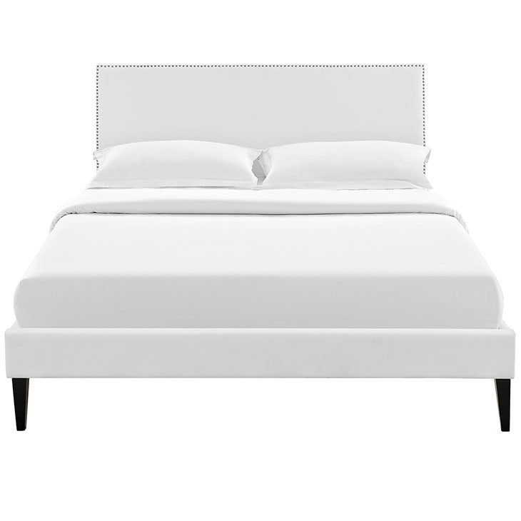 Lyka Queen Vinyl Platform Bed with Squared Tapered Legs - living-essentials