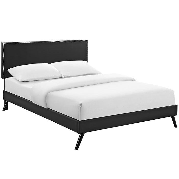 Lyka Full Vinyl Platform Bed with Round Splayed Legs - living-essentials