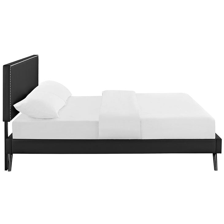 Lyka Full Vinyl Platform Bed with Round Splayed Legs - living-essentials