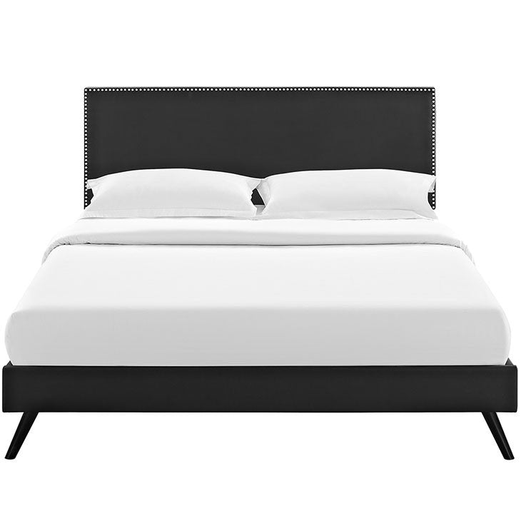 Lyka Full Vinyl Platform Bed with Round Splayed Legs - living-essentials