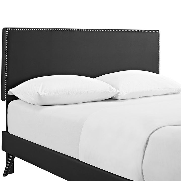 Lyka Full Vinyl Platform Bed with Round Splayed Legs - living-essentials