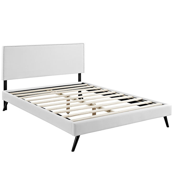 Lyka Full Vinyl Platform Bed with Round Splayed Legs - living-essentials