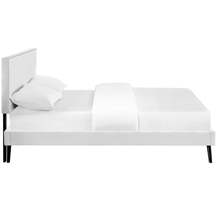 Lyka Full Vinyl Platform Bed with Round Splayed Legs - living-essentials