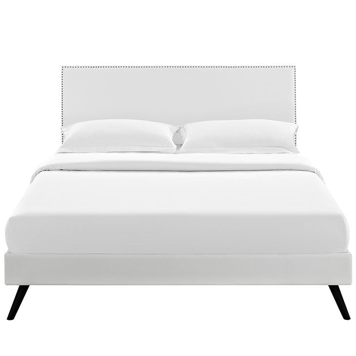 Lyka Full Vinyl Platform Bed with Round Splayed Legs - living-essentials