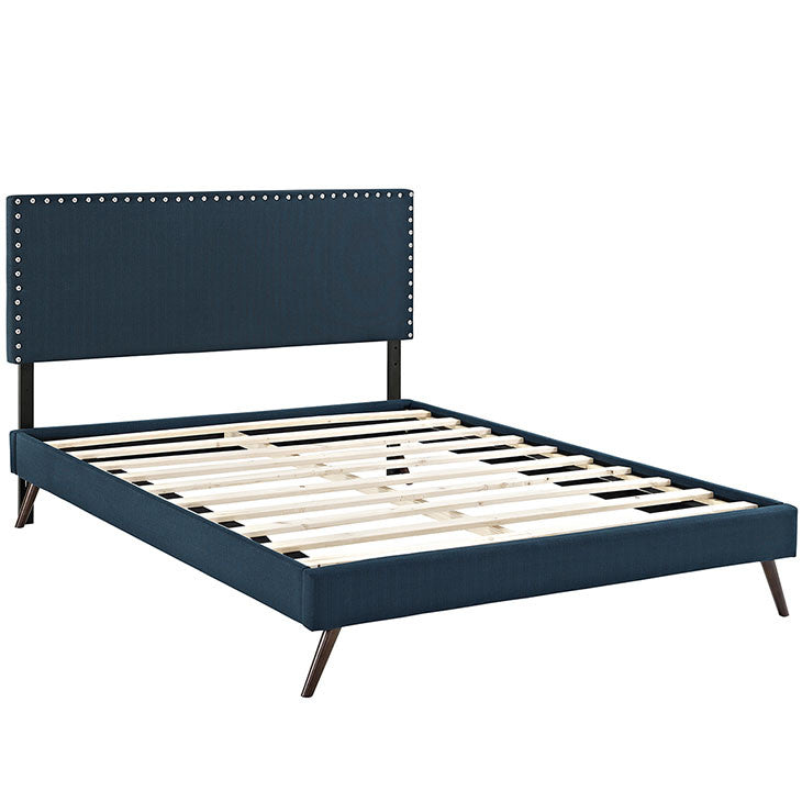 Lyka Full Fabric Platform Bed with Round Splayed Legs - living-essentials