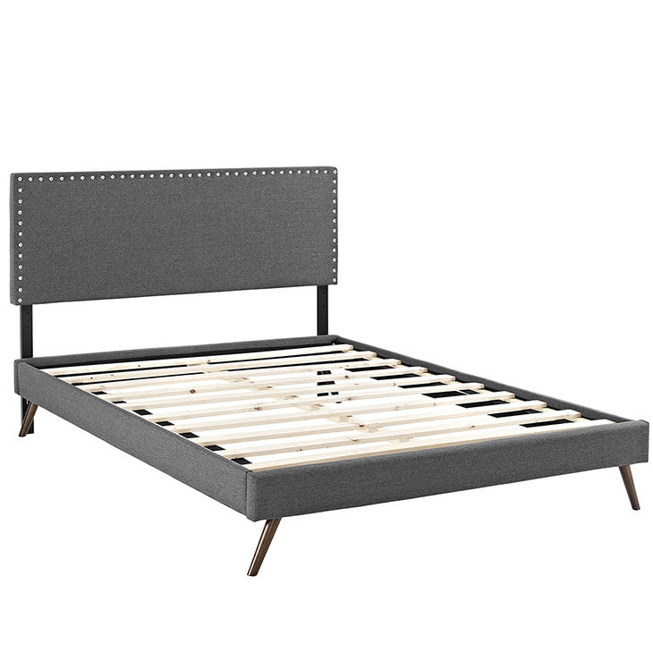 Lyka Full Fabric Platform Bed with Round Splayed Legs - living-essentials