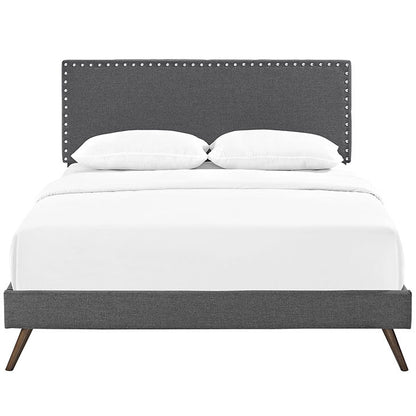 Lyka Full Fabric Platform Bed with Round Splayed Legs - living-essentials