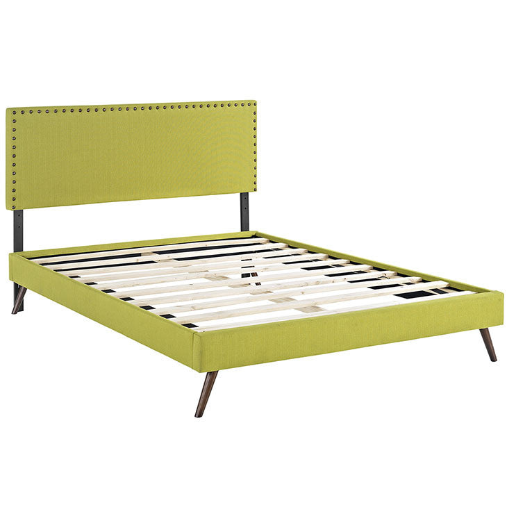 Lyka Full Fabric Platform Bed with Round Splayed Legs - living-essentials