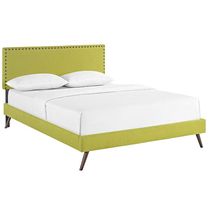 Lyka Full Fabric Platform Bed with Round Splayed Legs - living-essentials