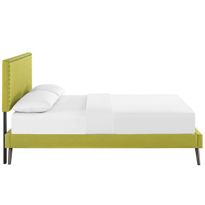 Lyka Full Fabric Platform Bed with Round Splayed Legs - living-essentials