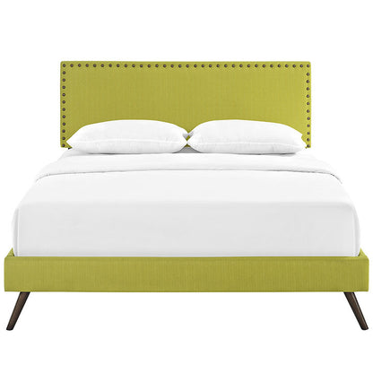 Lyka Full Fabric Platform Bed with Round Splayed Legs - living-essentials