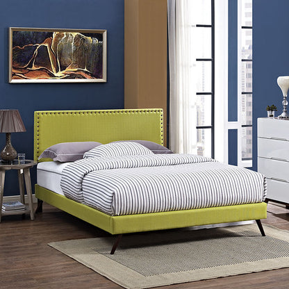 Lyka Full Fabric Platform Bed with Round Splayed Legs - living-essentials