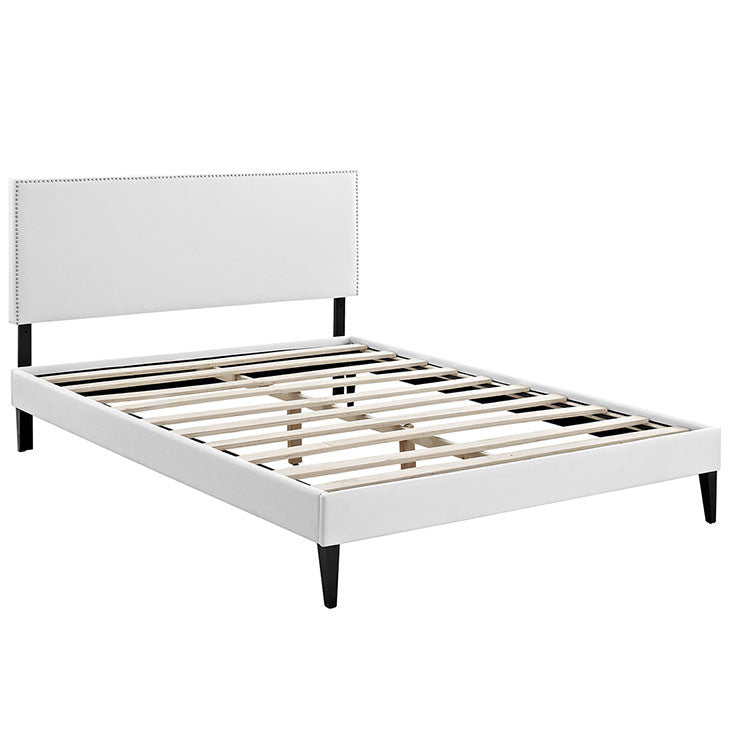 Lyka Full Vinyl Platform Bed with Squared Tapered Legs - living-essentials