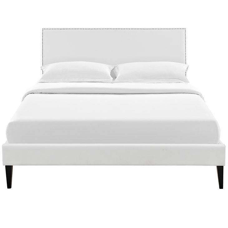 Lyka Full Vinyl Platform Bed with Squared Tapered Legs - living-essentials