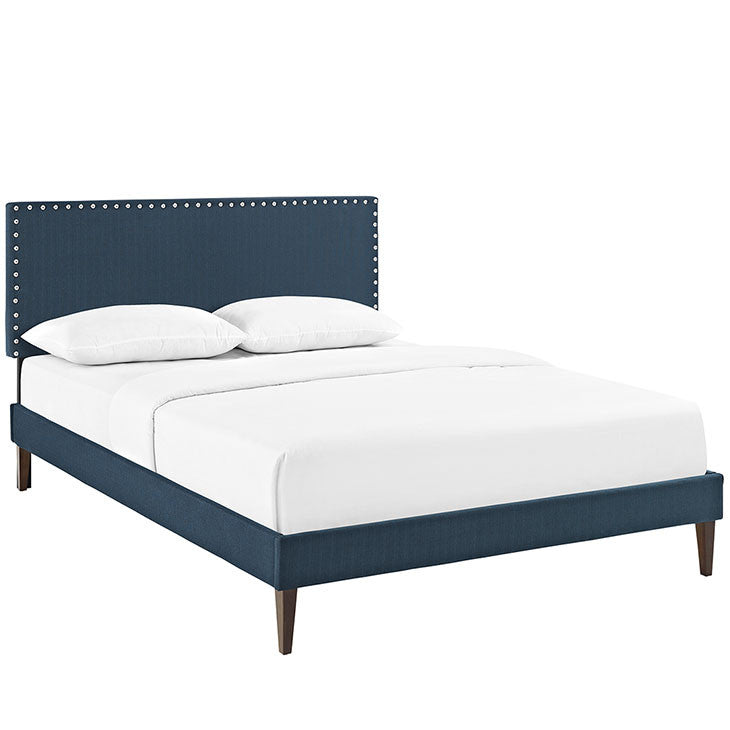 Lyka Full Fabric Platform Bed with Squared Tapered Legs - living-essentials