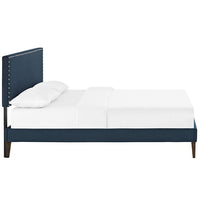 Lyka Full Fabric Platform Bed with Squared Tapered Legs - living-essentials