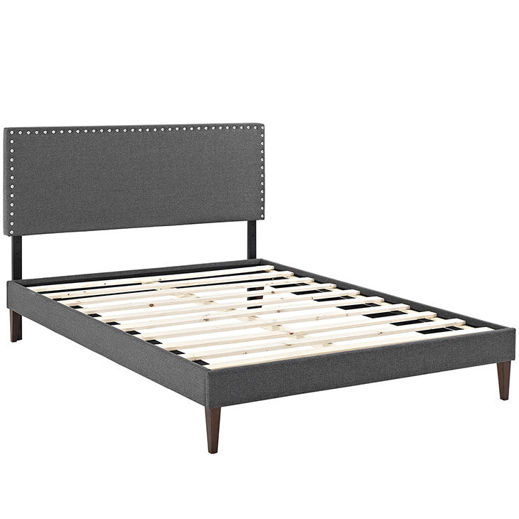 Lyka Full Fabric Platform Bed with Squared Tapered Legs - living-essentials