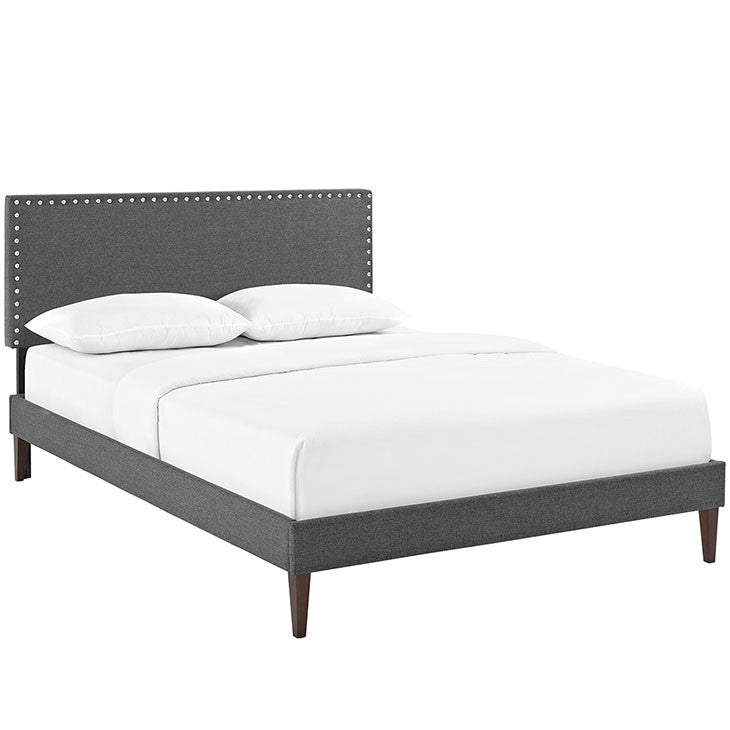 Lyka Full Fabric Platform Bed with Squared Tapered Legs - living-essentials