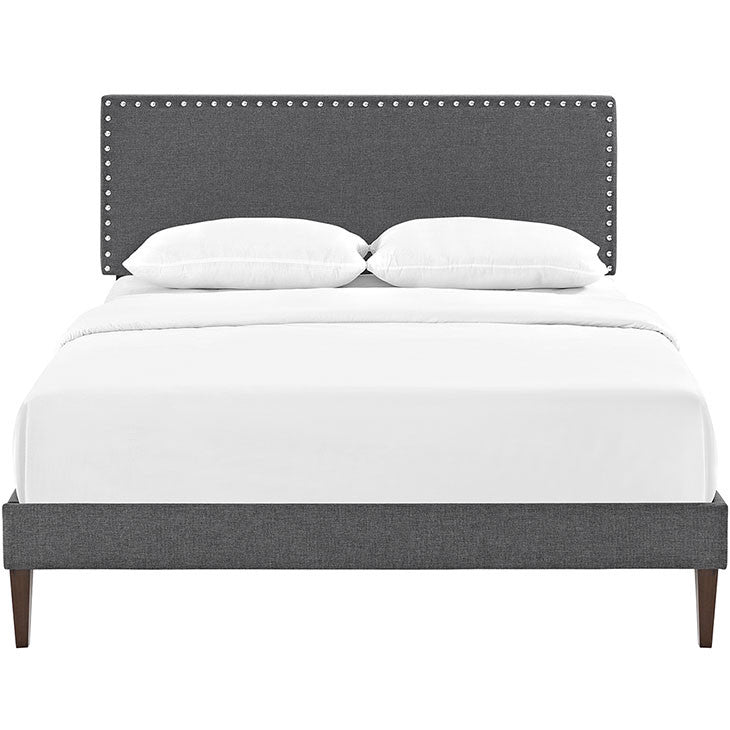 Lyka Full Fabric Platform Bed with Squared Tapered Legs - living-essentials