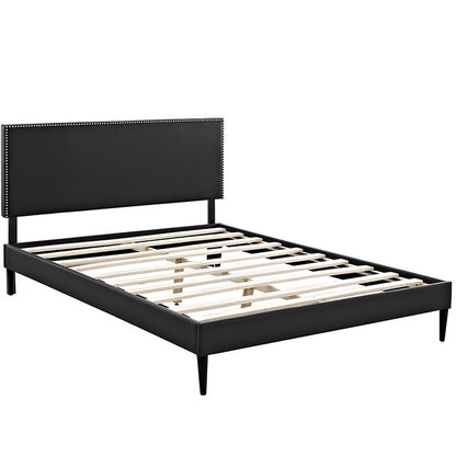 Lyka Full Vinyl Platform Bed with Round Tapered Legs - living-essentials