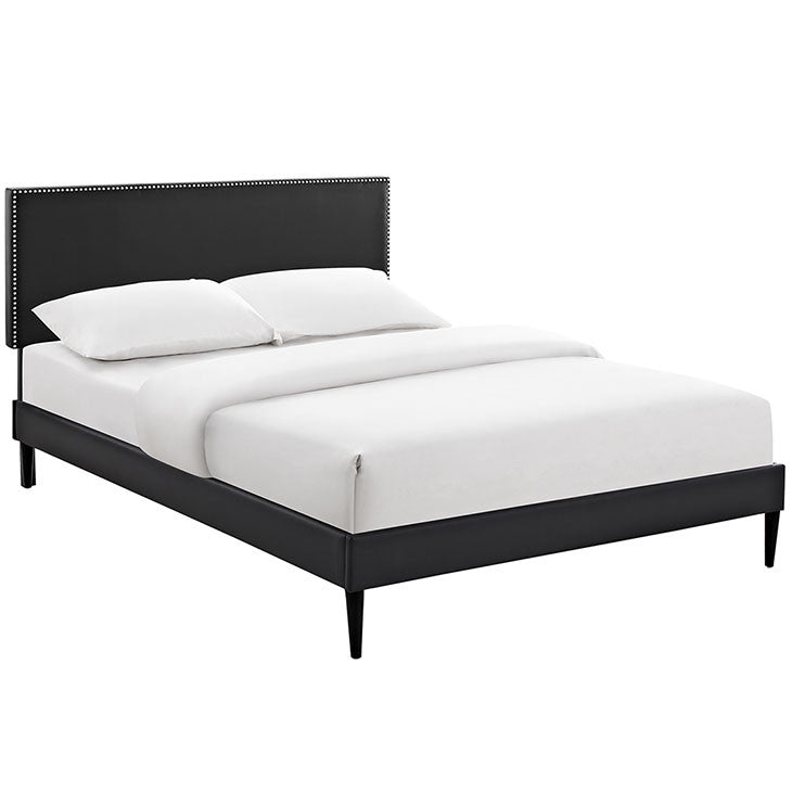 Lyka Full Vinyl Platform Bed with Round Tapered Legs - living-essentials