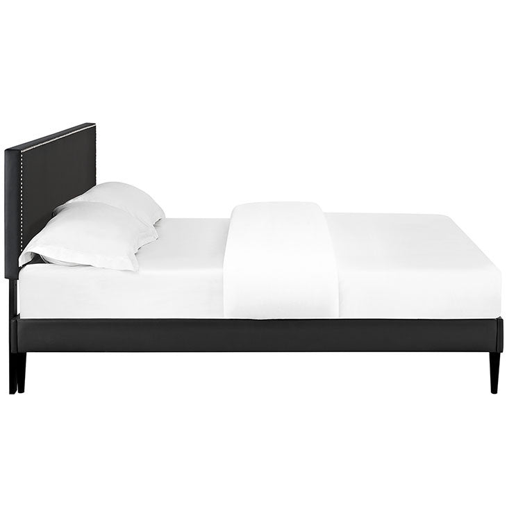 Lyka Full Vinyl Platform Bed with Round Tapered Legs - living-essentials