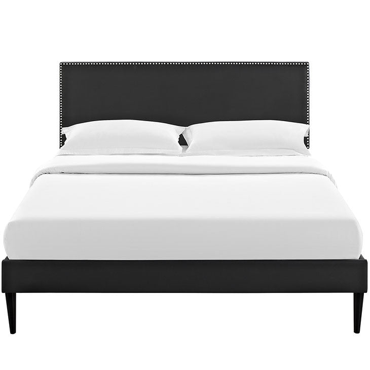 Lyka Full Vinyl Platform Bed with Round Tapered Legs - living-essentials