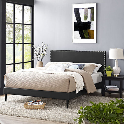 Lyka Full Vinyl Platform Bed with Round Tapered Legs - living-essentials