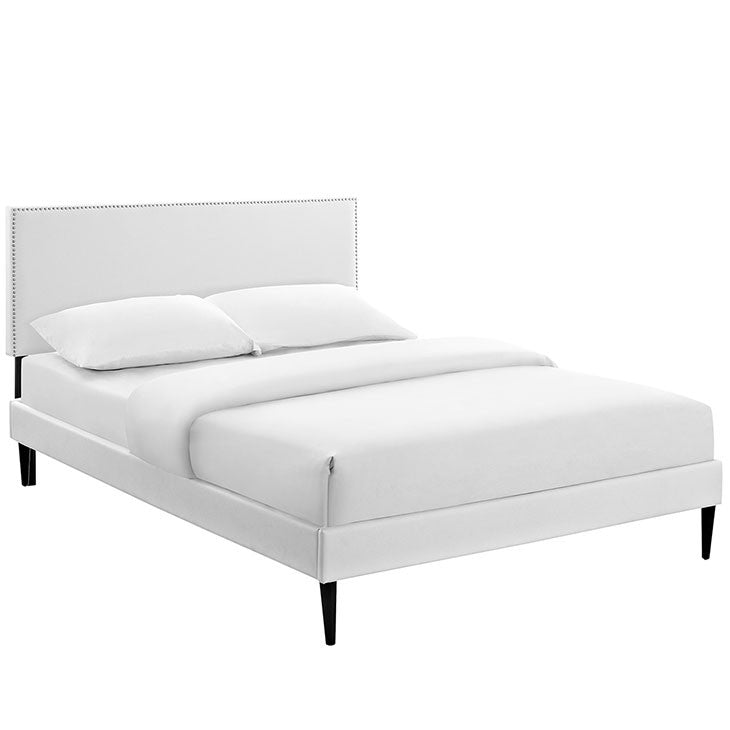 Lyka Full Vinyl Platform Bed with Round Tapered Legs - living-essentials